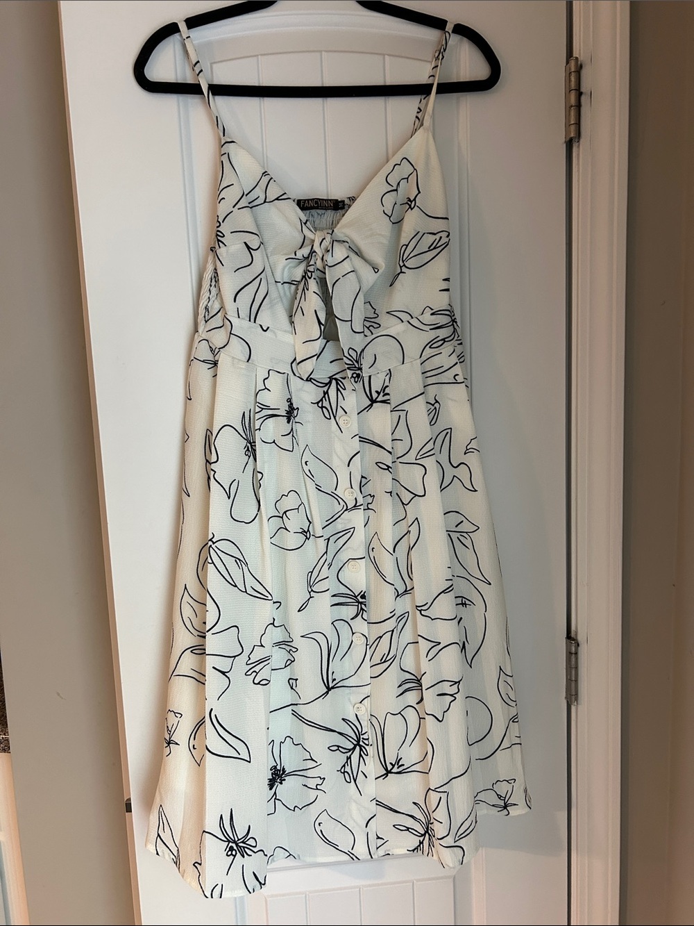 Fancyinn Cream Dress with Floral Lines